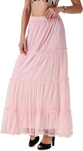 Womens Gypsy Medieval Renaissance Boho Tribal Skirt C1707 Pink Large in Saudi Arabia
