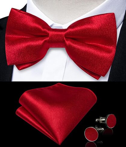 DiBanGu Men Ties Bowtie Set Satin Necktie Bow Tie and Pocket Square Cufflink Set for Men with Silver Tie Clip in Saudi Arabia