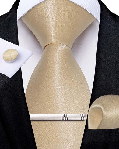 DiBanGu Men Ties Bowtie Set Satin Necktie Bow Tie and Pocket Square Cufflink Set for Men with Silver Tie Clip in Saudi Arabia