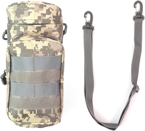 Tactical Military MOLLE Water Bottle Pouch H2O Hydration Carrier Holder Military MOLLE Tactical Travel Carry Bag Case for Outdoor Activities Running Cycling Camping (ACU) in Kuwait