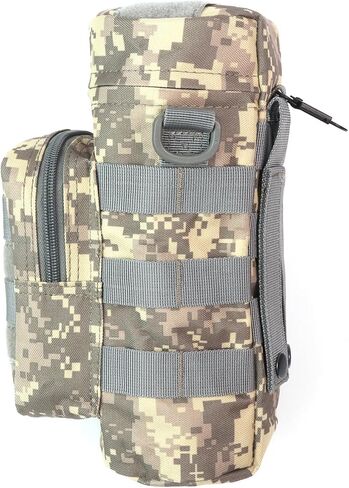 Tactical Military MOLLE Water Bottle Pouch H2O Hydration Carrier Holder Military MOLLE Tactical Travel Carry Bag Case for Outdoor Activities Running Cycling Camping (ACU) in Kuwait