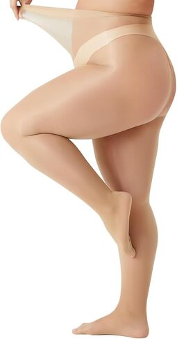 2 Pairs Women's Shiny Pantyhose Plus Size Oil Shiny Sheer Tights High Waist Shimmer Stockings in Saudi Arabia