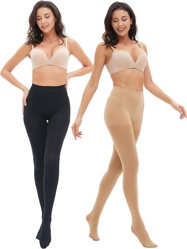 Women's 100D Run Resistant Control Top Opaque Tights High Waist Pantyhose Soft & Elastic in Kuwait