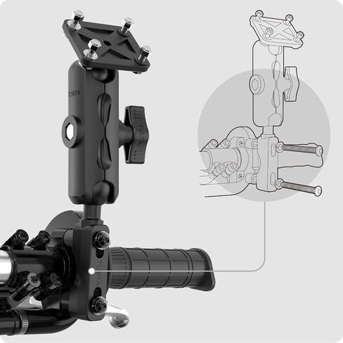 TUSITA Motorcycle GPS Mount Brake Clutch Reservoir Compatible with Garmin Montana, Zumo XT GPS -, Double Socket Arm - B Size Medium in Saudi Arabia