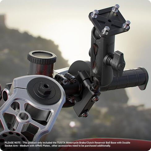 TUSITA Motorcycle GPS Mount Brake Clutch Reservoir Compatible with Garmin Montana, Zumo XT GPS -, Double Socket Arm - B Size Medium in Saudi Arabia