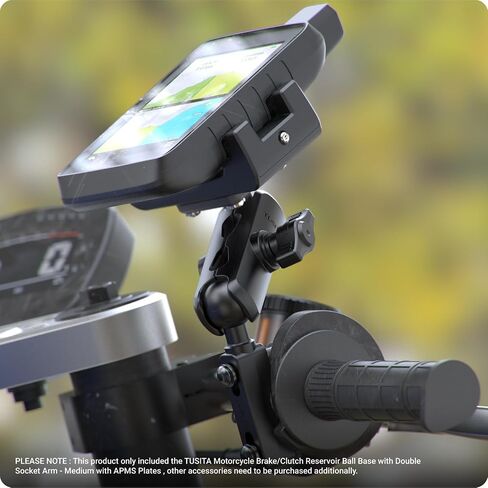 TUSITA Motorcycle GPS Mount Brake Clutch Reservoir Compatible with Garmin Montana, Zumo XT GPS -, Double Socket Arm - B Size Medium in Saudi Arabia