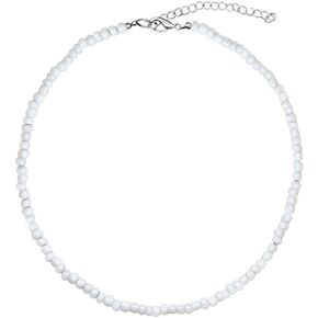Puka Shell Necklace Hawaiian White Turquoise Bead Choker Beach Necklace for Women (White Bead)