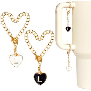 SUNNYCLUE 4Pcs Letter Charm Accessories Water Cup Charms for Office Home Birthday Parties Handle Decor