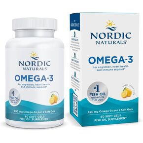 Nordic Naturals Omega-3, Lemon Flavor - 60 Soft Gels - 690 mg Omega-3 - Fish Oil - EPA & DHA - Immune Support, Brain & Heart Health, Optimal Wellness - Non-GMO - 30 Servings