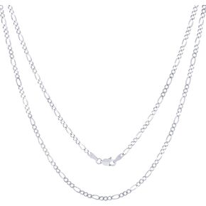 Nuragold 10k White Gold 2.75mm Solid Figaro Chain Link Pendant Necklace, Mens Womens Jewelry 16" 18" 20" 22" 24" 26"