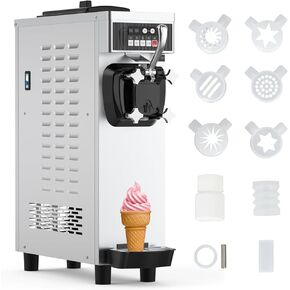 Commercial Ice Cream Machine with Two 12L Hoppers Soft Serve Machine with 3 Flavors Commercial Ice Cream Maker 2450W Compressor Soft Ice Cream Machine with LCD Panel for Restaurants Snack Bar