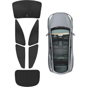 BASENOR 2016-2024 Tesla Model 3 ظلة جانبية للنوافذ الخلفية للزجاج الأمامي وظلال شمسية عاكسة للشمس والأشعة فوق البنفسجية وحماية الخصوصية مجموعة من 6 قطع متوافقة مع ملحقات Highland موديل 2024 3
