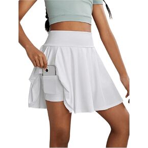 MakeMeChic Girl's High Elastic Waist Golf Skirt Pleated Pocket A Line Tennis Skorts Loose Workout Sport Shorts