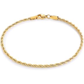 Fiusem Gold Anklet for Women, 2.5/3mm 18K Gold Plated Stainless Steel Braided Rope Anklet, Women's Anklets 9"/10"/11" in Kuwait