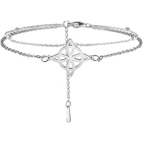 Dreamtimes Anklets Women's Foot Chain Witch Knot Stainless Steel Double Foot Chain Beach Style Trendy Boho Anklet Wiccan Jewelry Foot Chain Jewellery for Women Vintage Om Yoga Anklets