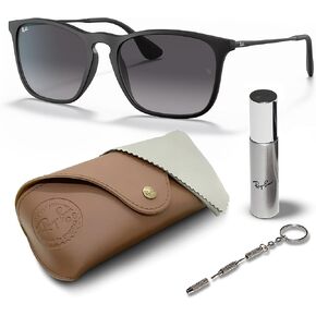 Ray-Ban RB4187 CHRIS Square Shape Sunglasses With Eyewear Kit Bundle - High Bridge Fit - Square Sunglasses
