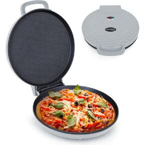 Courant Pizza Maker 12-inch Pizzas Machine, Newly improved Cool-touch Handle Non-Stick plates Pizza oven & Calzone Maker, Electric Countertop Oven for Home or School, 12" Indoor Grill/Griddle, Gray