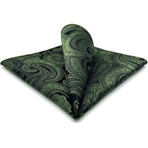 Neckties for Men Tie Pack Dark Green Paisley Matching Pocket Square