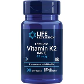 Life Extension Low Dose Vitamin K2 – Supports Arterial Health – Non-GMO, Gluten-Free – 90 Softgels