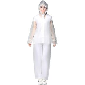 Reusable Transparent Women Men Waterproof Raincoat Rain Suit Jacket Pants Set with Hood for Hiking Drifting
