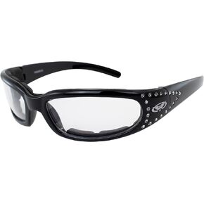 Global Vision Marilyn Women's Foam Padded Motorcycle Sunglasses ATV Sports Eyewear Clear Lenses Bling