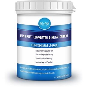 Semi-Gloss Black 2-in-1 Rust Converter & Metal Primer(32 Fluid Ounces), Rust Converter for Metal, Industrial Grade Water Based UV Resistant and Heat Resistance Rust Reformer