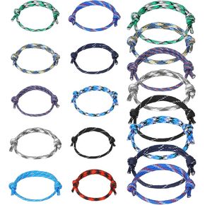 String Bracelets Pack, 20 Pieces Adjustable Rope Bracelet Handmade Braided Rope String Colorful Woven Friendship Bracelets Boho Beach Surfer Ankle Bracelets Jewelry Gift for Women Men Teen Boys Girls