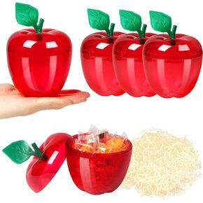 Large Clear Apple Container, Plastic Apple Containers, Apple Shaped Candy Container, Back To School Teacher Appreciation Gift, Clear, 2 Pack