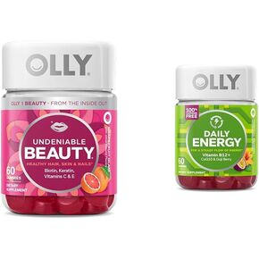 OLLY Undeniable Beauty Gummy, for Hair, Skin, Nails & Daily Energy Gummy, Caffeine Free, Vitamin B12, CoQ10, Goji Berry