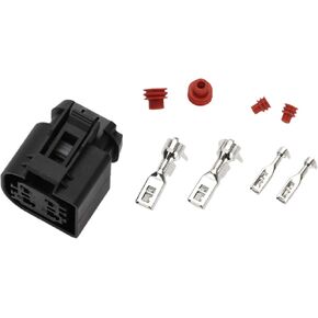 4 Pin Electric Water Pump Connector Plug No.10098866 3.5/6.3mm Series Female Wire Terminal for BMW Pierburg CWA400 Plastic Tin-Plated Copper Black 1 Set