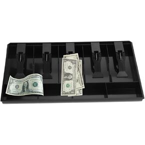 Cash Tray,Removable Five Grids Cash Drawer Register Insert Tray Cashier Tidy Storage Box (Black),Easy to insert and remove