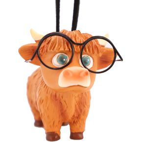 Rear View Mirror Hanging Accessories of Swinging Cattle Highland Cow Cute Car Hanging Accessories Decor for Teens Men Women Car Mirror Hanging Accessories Truck Car Pendant Car Charm (1 PCS)