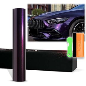 12"x60" (1FTx5FT) Devil Purple PET Super Gloss Metallic High Glossy Vinyl Wrap Auto Car Sticker Decal Film Sheet Bubble Free Air Release Technology with Tool Kit