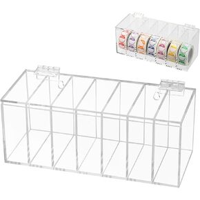 Adjustable Label Dispenser 7-Slot, Acrylic Wall Mountable Day of The Week Covered Sticker Roll Dispenser, Transparent Home Organization Box for Weekly Stickers, Jewelry, Coffee Bean, Perfumes