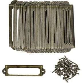 30 قطعة من حامل الملصقات العتيقة باللون البرونزي حامل ملصقات درج الملفات وأرفف خزانة بطاقات الاسم المعدنية مع مسامير لأرفف خزانة المكتب ودرج المكتبة (60 × 17 مم) in Kuwait