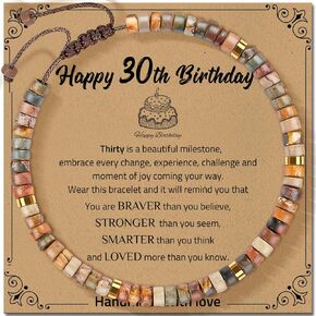 30th 40th 50th 60th 70th 80th Birthday Gifts for Women, Natural Stone Bracelet Birthday Gifts for Mom Daughter Grandma Sister Friends Coworker