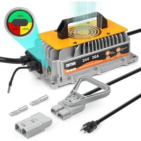 Forklift Battery Charger 24V 30A Forklift Charger 24 Volt Battery Charger with Temp Sensor 24 Volt Forklift Battery Charger with Anderson Plug Lead Acid Battery Charger for Pallet Jack, Floor Scrubber
