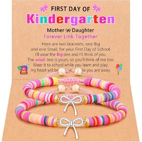 PINKDODO Bows Bracelet for 2 First Day of Kindergarten Bracelet Gifts for Girls