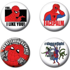 Ata-Boy Marvel Spiderman Button Set - Spider Man Cartoon 4 Button Set Button Set, Officially Licensed Collectible Buttons…