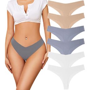 Seamless Underwear For Womens Thongs 6 Pack No Show Sexy Thongs Seamless Stretch Breathable Invisible Women Panties