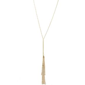 Double Fringe End Simple Statement Y Necklace