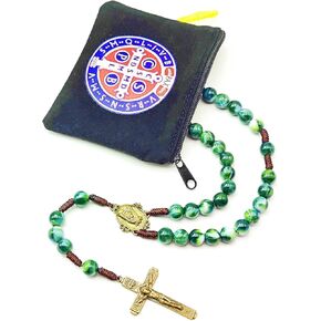 Rosary Beads Catholic for Women,Rosarios Catolicos,Green Rosary Necklace for Women,Recuerdos de Bautizo,Rosario para Mujer,Cruz del Perdon,Regalos para hombre with Virgen María Medalla,Boda