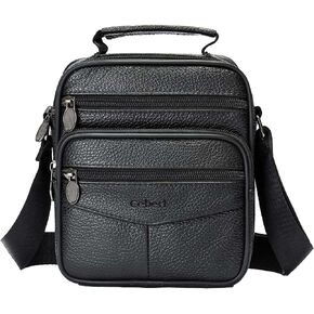 Cowhide Leather Messenger Bag For Men Travel Shoulder Crossbody Bag Waterproof Casual Sling Business Handbag