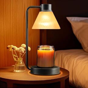 Candle Warmer Lamp, Electric Candle Lamp Warmer with Dimmable & Timer for Jar Scented Candles, Bedroom Candle Warmer Light with 2 Wax Warmer Halogen Bulbs for Home Decor
