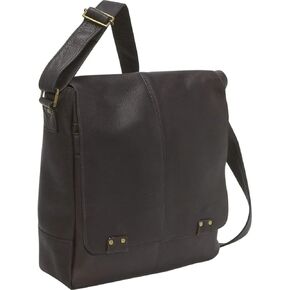 Leather Rivet Laptop Messenger Bag – Premium Full-Grain Colombian Vaquetta Leather Bag, 14" x 14"