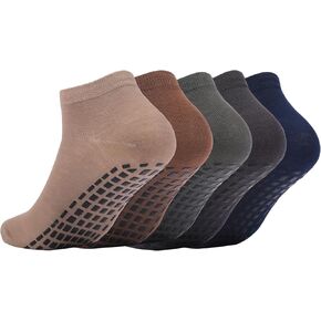 5 Pair Non Slip Pilates Socks with Grips Grip Socks For Yoga Ballet Barefoot Anti Skid Athletic Socks For Men