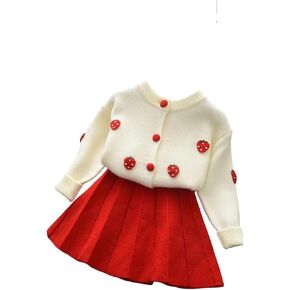 Girls' Knit Cardigan Sweater & Pleated Skirts Set - Perfect Baby & Kids Clothes for Spring and Fall Fashion