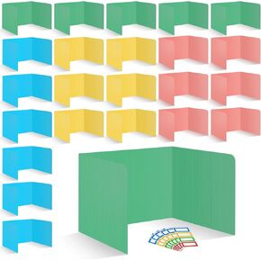 24 Pcs Desk Dividers for Students Plastic Durable and Waterproof Colored Privacy Folders Shields Test Dividers with Classroom Privacy Boards for School Study Teacher Supplies (Multicolor)
