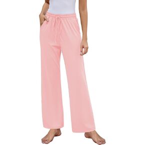 GRAPENT Women's Pants High Waisted Lounge Wide Leg Pull On Casual Drawstring Pj Bottoms Baggy Pajama Pants Loungewear