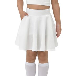 Girl's Skirt,Stretchy Waist Tennis Skirt with Pocket Short Casual Pleated Skater Skirt Uniform Skirt 5-14 Years
